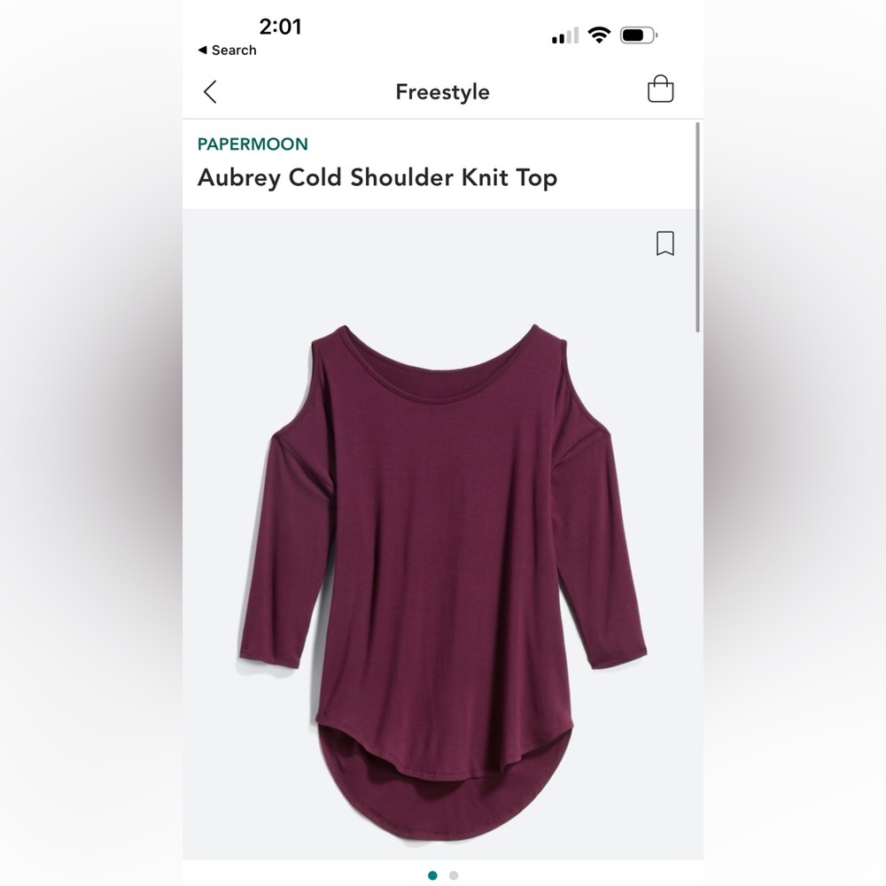 Paper moon maroon cold shoulder top.